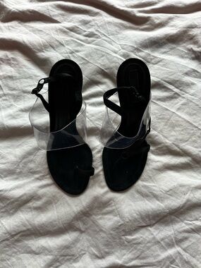 Alexander Wang PVC Slingback Sandal Heels Black Clear Strap EU 36.5